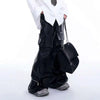 Dark Faux Leather Wide-Leg