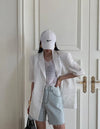 Powder Blue Biker High-Rise Shorts