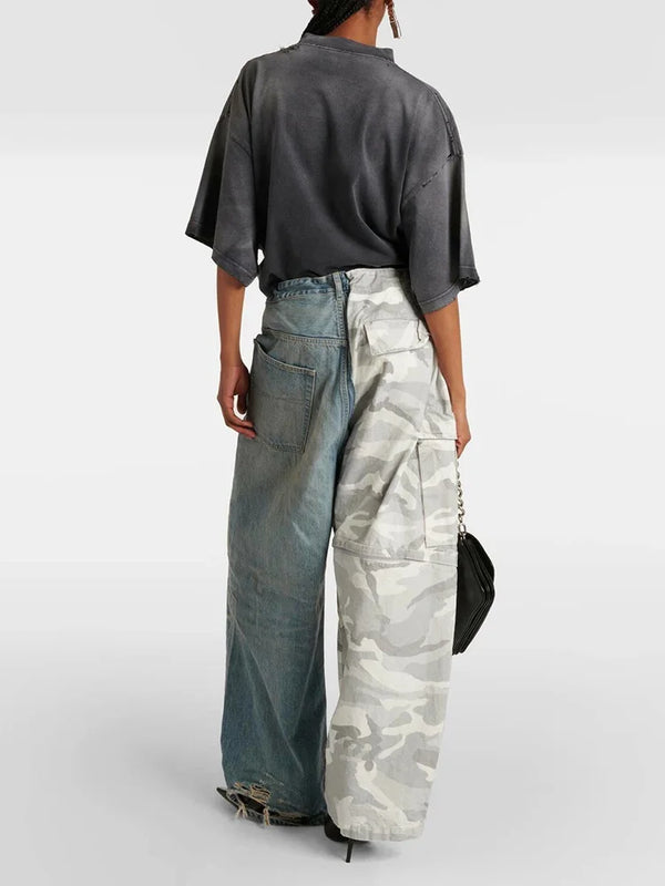 Color Block High Street Designer Denim alternatif görünüm