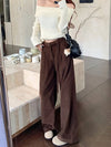 Wide Leg Fitilli Kadife Pantolon, önden görünüm — Navra Wear