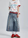 Heritage Wash Botanical Print Denim Shorts