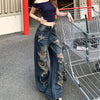 Breathable Rinse Torn High-Rise Denim