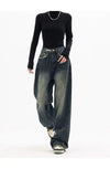 Vintage Yüksek Bel İspanyol Paça Jean Pantolon, yakın çekim — Navra Wear