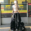 Charcoal Plaid Wide Street Pants