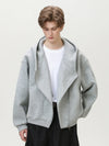 Diagonal Zip Textured Hoodie