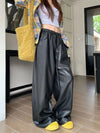 Preppy High-Rise Leather Trousers