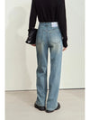 Amii Minimalism Leather Contrast Denim