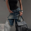 Faded Mosaic Bell Leg Denim Trousers