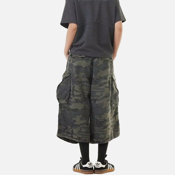 Woodland Timeless Cropped Utility Denim Shorts alternatif görünüm