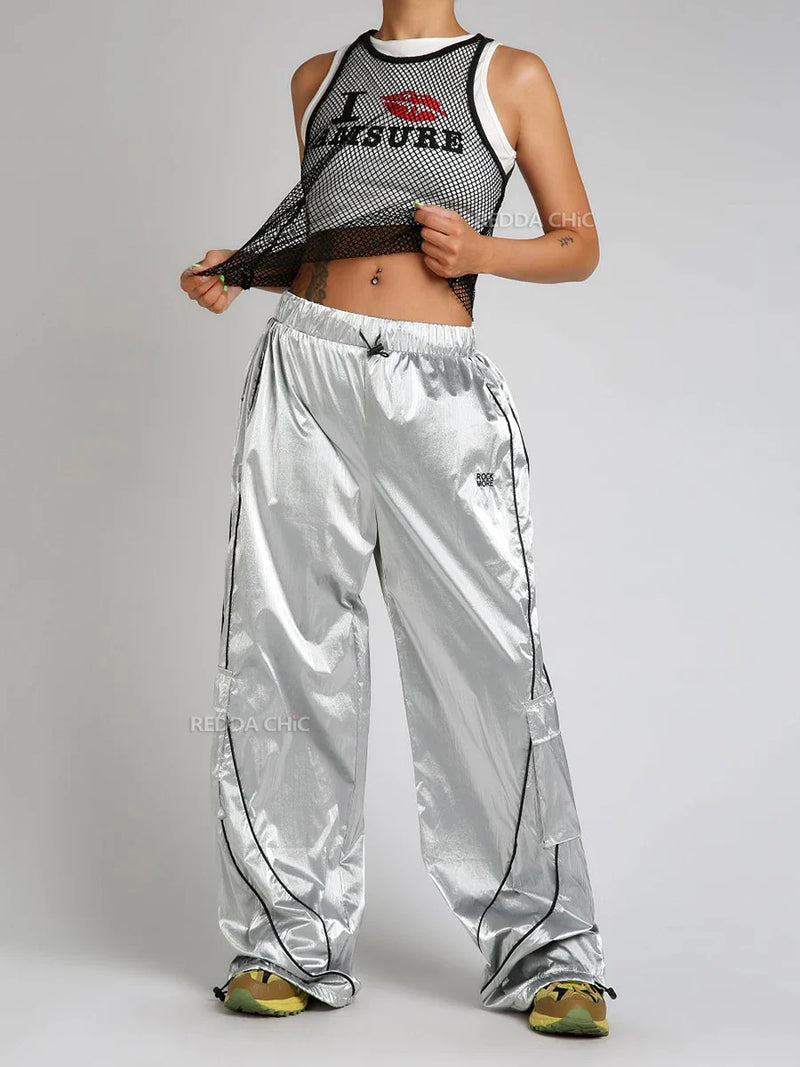 Silver Metallic Parachute Trousers