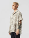 Mens K-Style Floral Loose Lapel Top