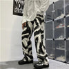 Stripe Wild Printed Bell Leg Denim