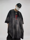 Sewn-Detail Retro-Faded Anti-Establishment Hip Hop T-Shirt