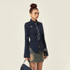 White Tie-Neck Slim Trendy Womens Top