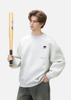 Nakışlı Bisiklet Yaka Sweatshirt, kombin görünüm — Navra Wear
