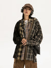 Lapel Plaid Long Sleeve Womens Blouse