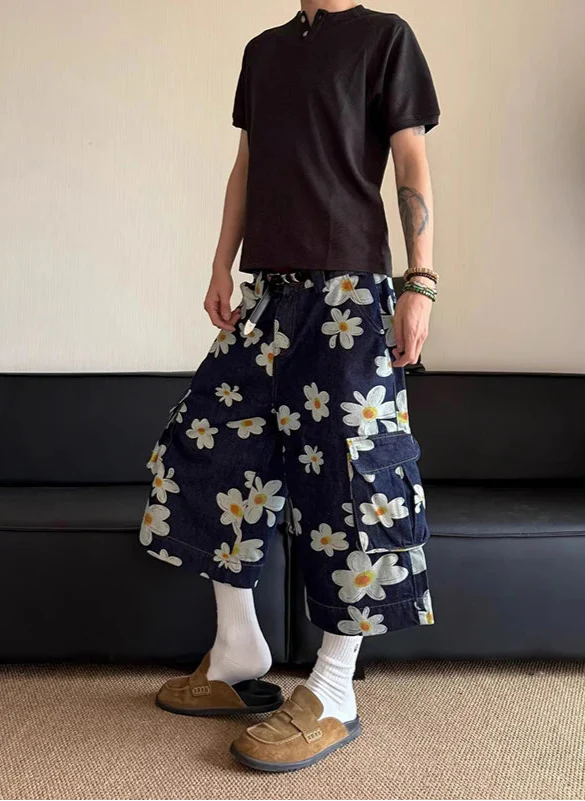 Heritage FlowerDaisy Print Easy Cut Denim Shorts