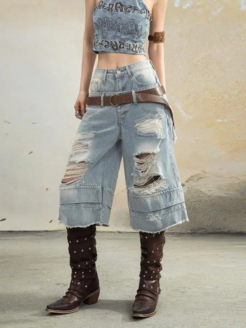 Heritage Torn Easy Cut Wide Jeans