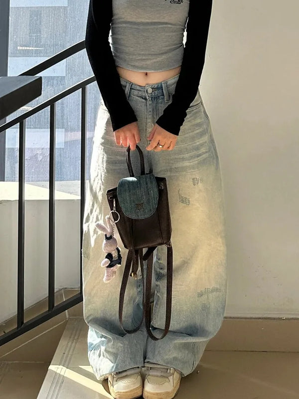 Sleek Faded High-Rise Bell Leg Denim alternatif görünüm