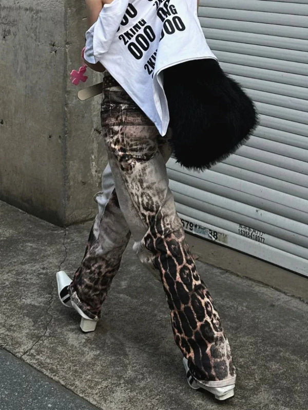 Wild Print Low Rise Bell Denim alternatif görünüm