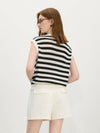 Women Throwback Multi-Stripe Knit Warm-Season Sleeveless Sweater