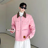 Seoul Blush Fold-Down Collar Denim Jacket