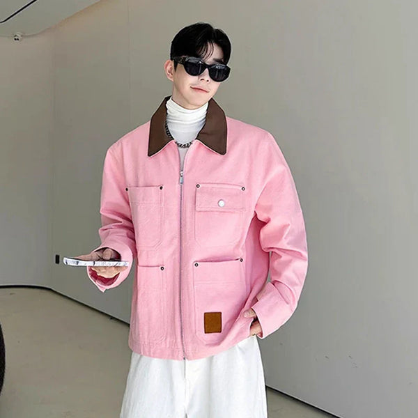 Seoul Blush Fold-Down Collar Denim Jacket alternatif görünüm