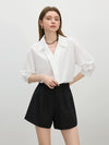 French V-Neck Elegant Womens Blouse