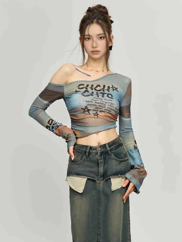 Women Dark-Craft Mesh Long Sleeve T-Shirt