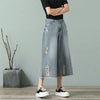 High-Rise Torn Wide Leg Denim Shorts