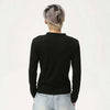 V-Neck Knit Button Long Sleeve Tee