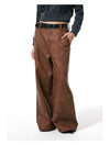Luxe Mocha Leather Wide-Leg