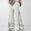 Wide Zipper Bell-Leg Denim