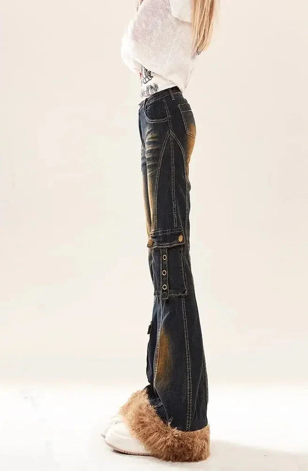 Heritage Mosaic Fringed High Waisted Denim alternatif görünüm