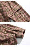 Badge-Emblem Plaid Vintage Loose Top