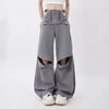 Dark Zip Design High-Rise Street Pants