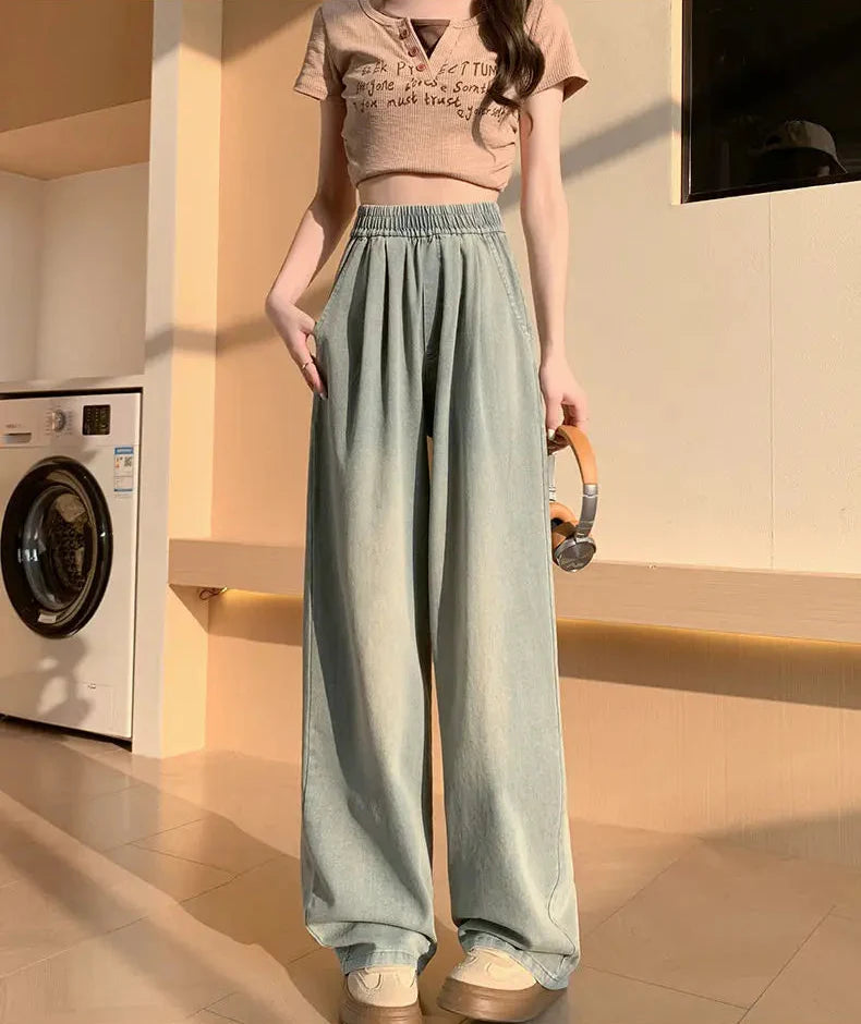Summer Relaxed Staple Bell Leg High-Rise Denim