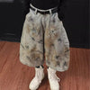 Vintage Yıkanmış Wide Leg Jean Şort, yakın çekim — Navra Wear