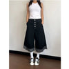 Women Timeless Wide Leg Raw Edged Denim Shorts