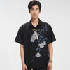 Black Print Polished Lapel Shirt