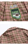 Badge-Emblem Plaid Vintage Loose Top