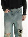 Faded Broken Hole Classic Leg Denim