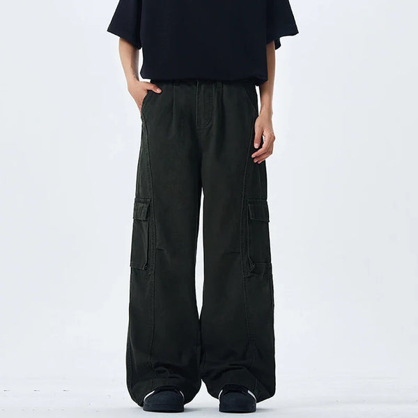 Elegant Wide Leg Dark Street Pants alternatif görünüm