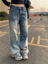 Yıkanmış Düşük Bel İspanyol Paça Jean Pantolon, kombin görünüm — Navra Wear