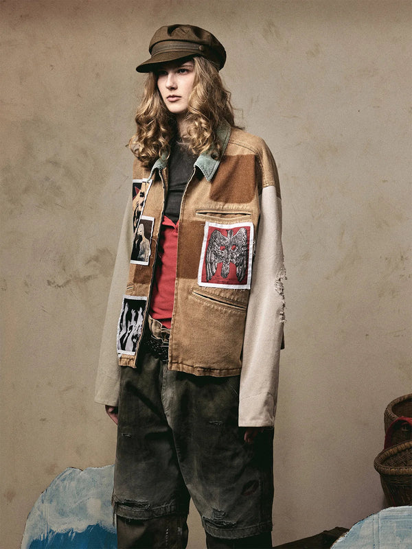 Timeless Oversized Metro Mosaic Denim Jacket alternatif görünüm