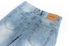 Yıkanmış Yırtık Detaylı İspanyol Paça Jean Pantolon, önden görünüm — Navra Wear