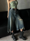 Women Timeless distressed high-waist vintage Denim Shorts