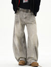Rugged Look Relaxed Gray High Waisted Denim