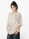Sun-Bleached Blossom Floral Bone-Face Illustrated T-Shirt