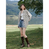 Retro Plaid Womens Long Sleeve Blouse